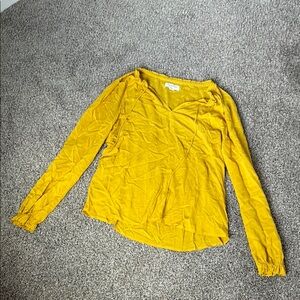 Velvet by Graham & Spencer Yellow Long Sleeve Wrap Blouse